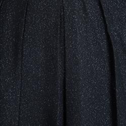 Pre Owned Dior Boutique Navy Blue Glitter Detail Pleated Palazzo Pants L