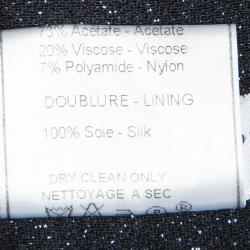 Pre Owned Dior Boutique Navy Blue Glitter Detail Pleated Palazzo Pants L