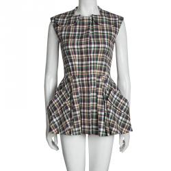 Dior Multicolor Cotton Plaid Dress Vest S