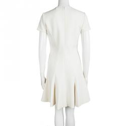 Dior Cream Wool Sequin Embellished Flared Bottom Dress M