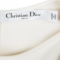Dior Cream Wool Sequin Embellished Flared Bottom Dress M