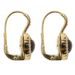Dior Diamond & Iridescent Garnet Yellow Gold Heart Dangle Earrings