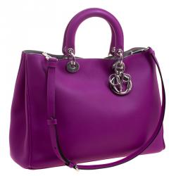Pre Owned Dior Magenta Leather Large Diorissimo Shopper Tote
