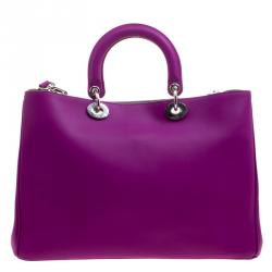 Pre Owned Dior Magenta Leather Large Diorissimo Shopper Tote
