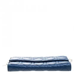 مملوكة مسبقًا Dior Blue Cannage Leather Wallet on Chain