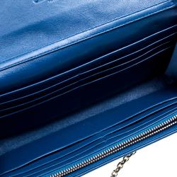 مملوكة مسبقًا Dior Blue Cannage Leather Wallet on Chain