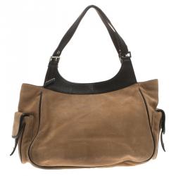 Pre Owned Dior Brown/Beige Leather Multi Pocket Tote