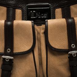 Pre Owned Dior Brown/Beige Leather Multi Pocket Tote