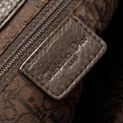 Pre Owned Dior Brown/Beige Leather Multi Pocket Tote