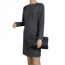 Pre Owned حقيبة كلاتش ديور جلد مبطنة كاناج سوداء