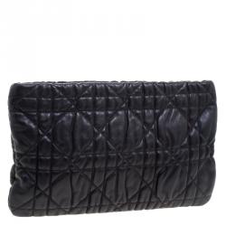 Pre Owned حقيبة كلاتش ديور جلد مبطنة كاناج سوداء