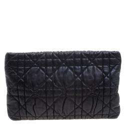 Pre Owned حقيبة كلاتش ديور جلد مبطنة كاناج سوداء