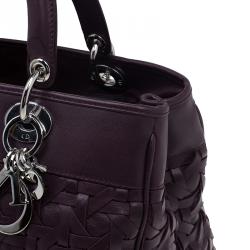 مملوكة مسبقًا حقيبة ديور أفينو جلد أرجواني مغزول بيد علوية