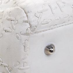 مملوكة مسبقًا حقيبة يد ديور مضفرة جلد خياطة كاناج بيضاء