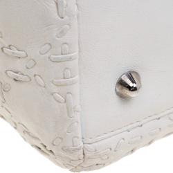 مملوكة مسبقًا حقيبة يد ديور مضفرة جلد خياطة كاناج بيضاء