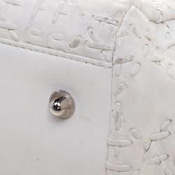 مملوكة مسبقًا حقيبة يد ديور مضفرة جلد خياطة كاناج بيضاء