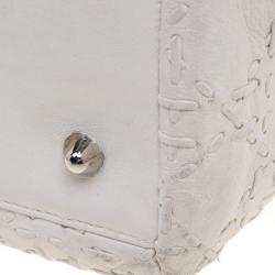 مملوكة مسبقًا حقيبة يد ديور مضفرة جلد خياطة كاناج بيضاء