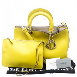 Pre Owned حقيبة شوبر ديور ديوريسيمو جلد أصفر متوسطة