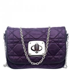 Pre Owned Dior Purple Nylon Charming Lock Chain Crossbody Bag
