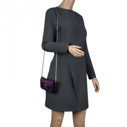 Pre Owned Dior Purple Nylon Charming Lock Chain Crossbody Bag