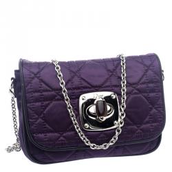 Pre Owned Dior Purple Nylon Charming Lock Chain Crossbody Bag