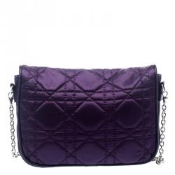 Pre Owned Dior Purple Nylon Charming Lock Chain Crossbody Bag