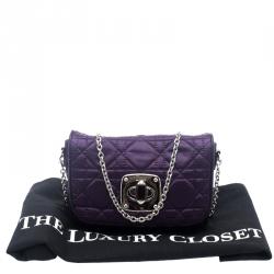 Pre Owned Dior Purple Nylon Charming Lock Chain Crossbody Bag