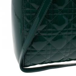 Pre Owned حقيبة يد ديور ليدي ديور جلد لامع خضراء كبيرة