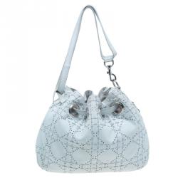 Pre Owned Dior White Cannage Leather Epaule Hobo