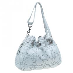 Pre Owned Dior White Cannage Leather Epaule Hobo