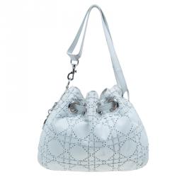 Pre Owned Dior White Cannage Leather Epaule Hobo
