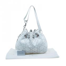 Pre Owned Dior White Cannage Leather Epaule Hobo