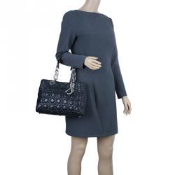 Pre Owned Dior Black Cannage Quilted Soft Leather Small Dior Shopping Tote