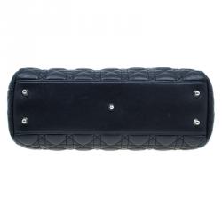 Pre Owned Dior Black Cannage Quilted Soft Leather Small Dior Shopping Tote