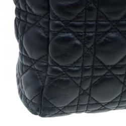 Pre Owned Dior Black Cannage Quilted Soft Leather Small Dior Shopping Tote