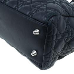 Pre Owned Dior Black Cannage Quilted Soft Leather Small Dior Shopping Tote