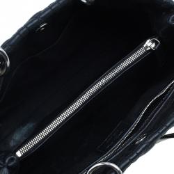 Pre Owned Dior Black Cannage Quilted Soft Leather Small Dior Shopping Tote