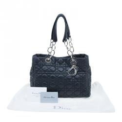 Pre Owned Dior Black Cannage Quilted Soft Leather Small Dior Shopping Tote