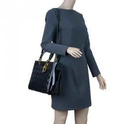Dior Black Patent Leather Large Lady Dior Tote