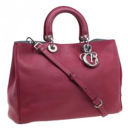 Pre Owned Dior Red Leather Large Diorissimo Shopper Tote