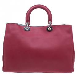Pre Owned Dior Red Leather Large Diorissimo Shopper Tote