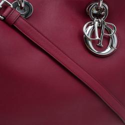 Pre Owned Dior Red Leather Large Diorissimo Shopper Tote