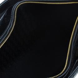 Pre Owned Dior Black Cannage Quilted Patent Leather Large Lady Dior Tote