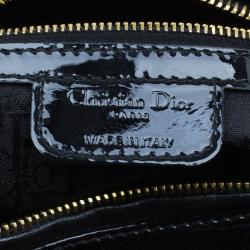 Pre Owned Dior Black Cannage Quilted Patent Leather Large Lady Dior Tote