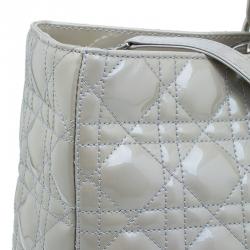 مملوكة مسبقًا Dior Grey Patent Leather Extra Large Lady Dior Tote