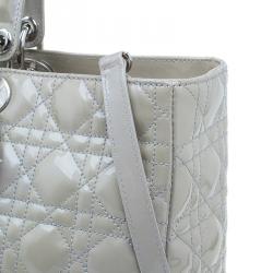 مملوكة مسبقًا Dior Grey Patent Leather Extra Large Lady Dior Tote