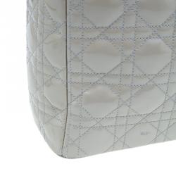 مملوكة مسبقًا Dior Grey Patent Leather Extra Large Lady Dior Tote