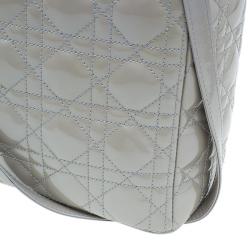 مملوكة مسبقًا Dior Grey Patent Leather Extra Large Lady Dior Tote