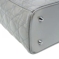 مملوكة مسبقًا Dior Grey Patent Leather Extra Large Lady Dior Tote