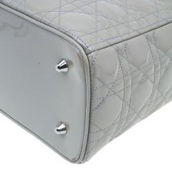 مملوكة مسبقًا Dior Grey Patent Leather Extra Large Lady Dior Tote